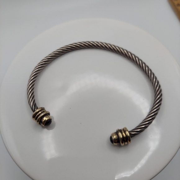 Minimalist SS 925 Cable Cuff Bracelet w/Glass Ends. GC&Current. - Picture 10 of 13